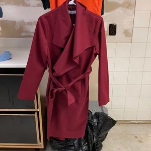 Burgundy fashion wrap coat